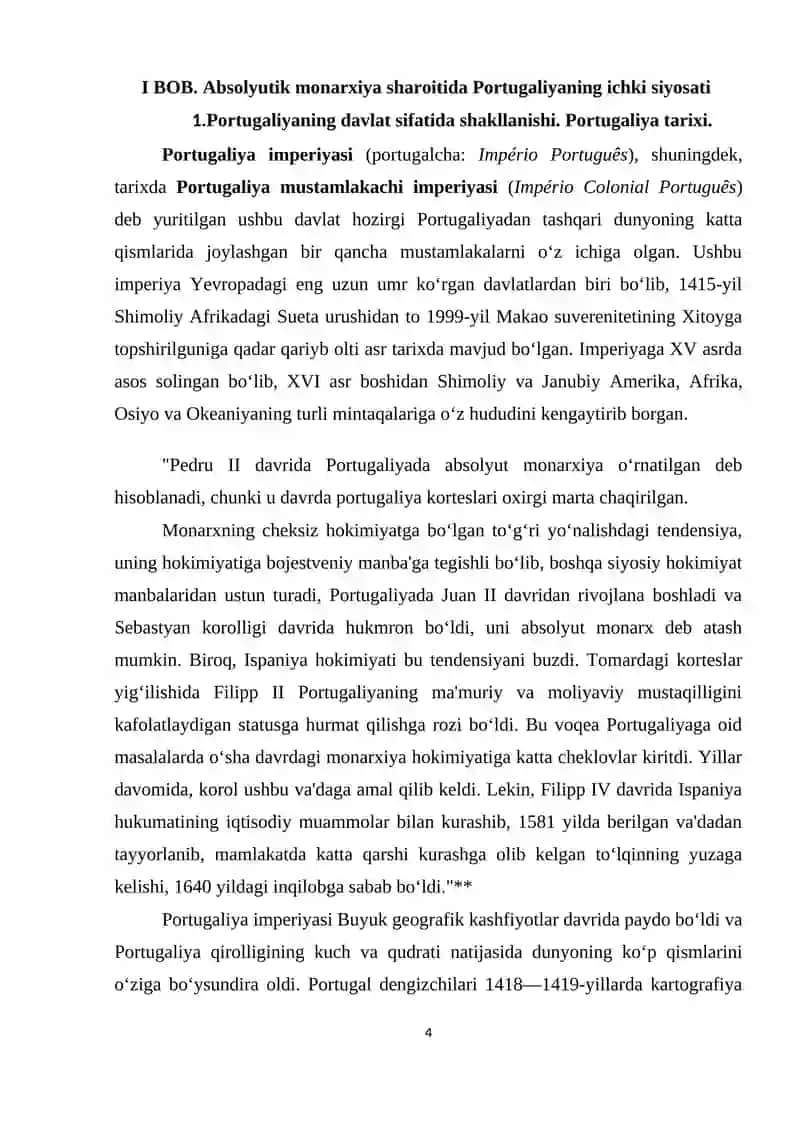 ABSOLYUTIK MONARXIYA SHAROITIDA PORTUGALIYANING ICHKI VA TASHQI SIYOSATI 4