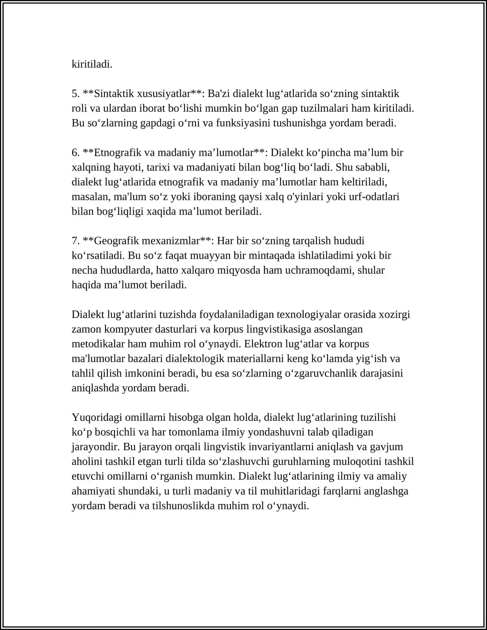 DIALEKTLAR LUGʻATLARNING TARKIBI VA LUGʻATGA KIRITILADIGAN SOʻZLAR 4