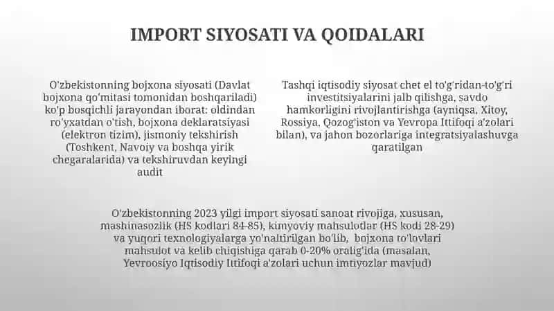 Gana bojxona siyosati va Oʻzbekiston bilan tashqi iqtisodiy aloqalari siyosati 4
