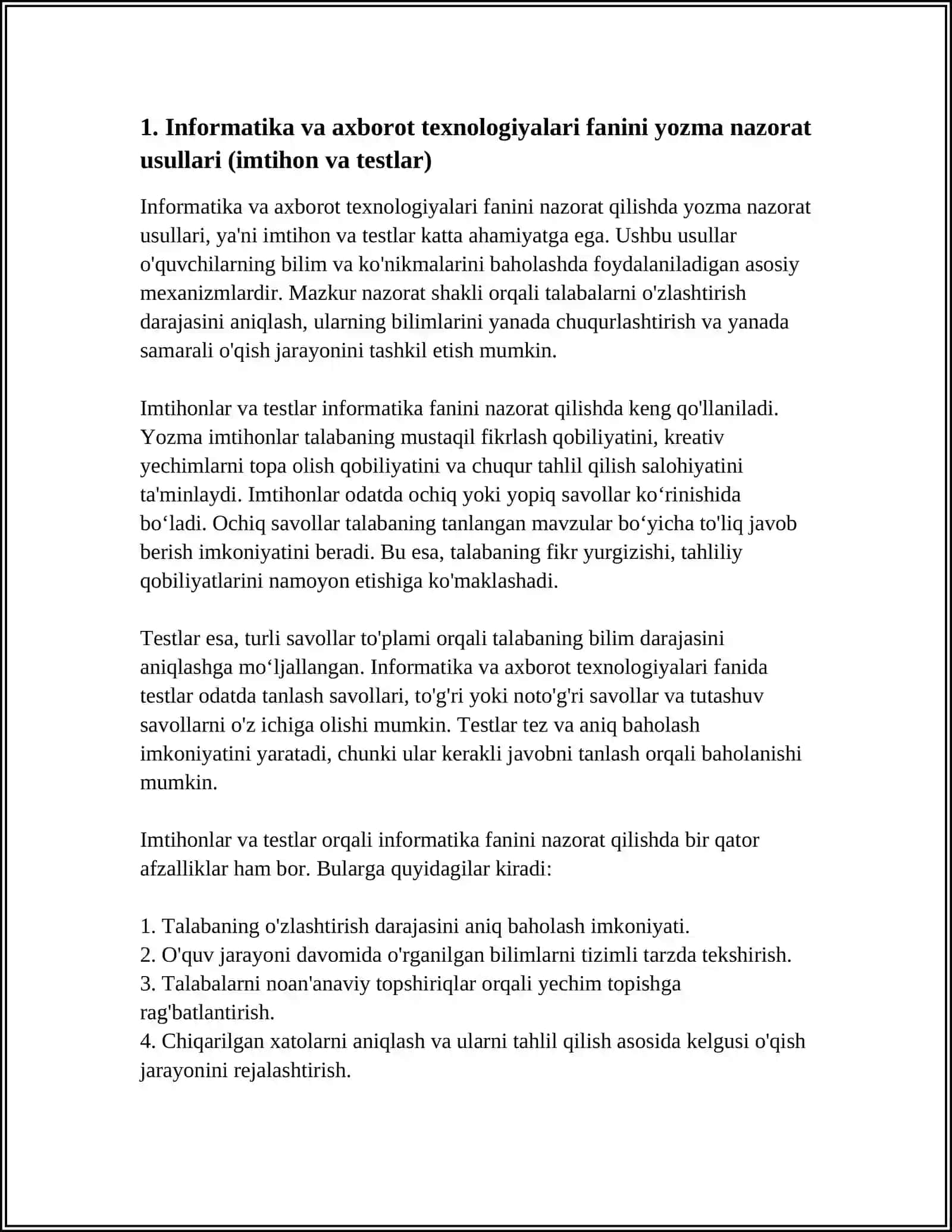 INFORMATIKA VA AXBOROT TEXNOLOGIYALARI FANINI NAZORAT QILISH VA TURLAR 4