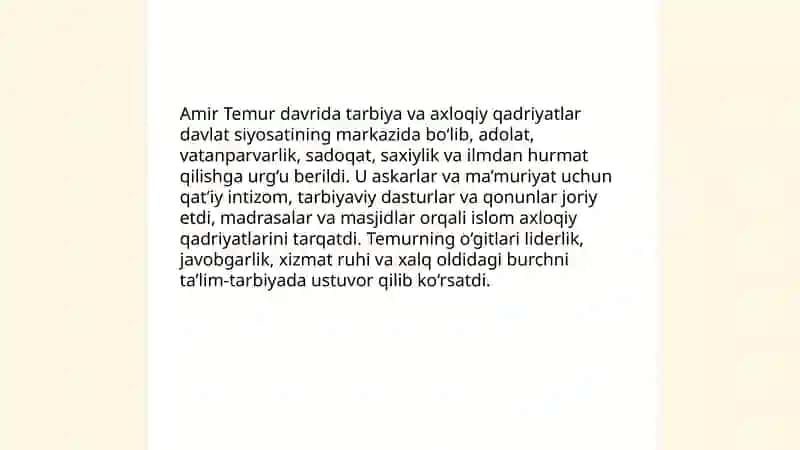 Amir Temur Oʻgitlarining Tarbiyaviy Asoslari 4