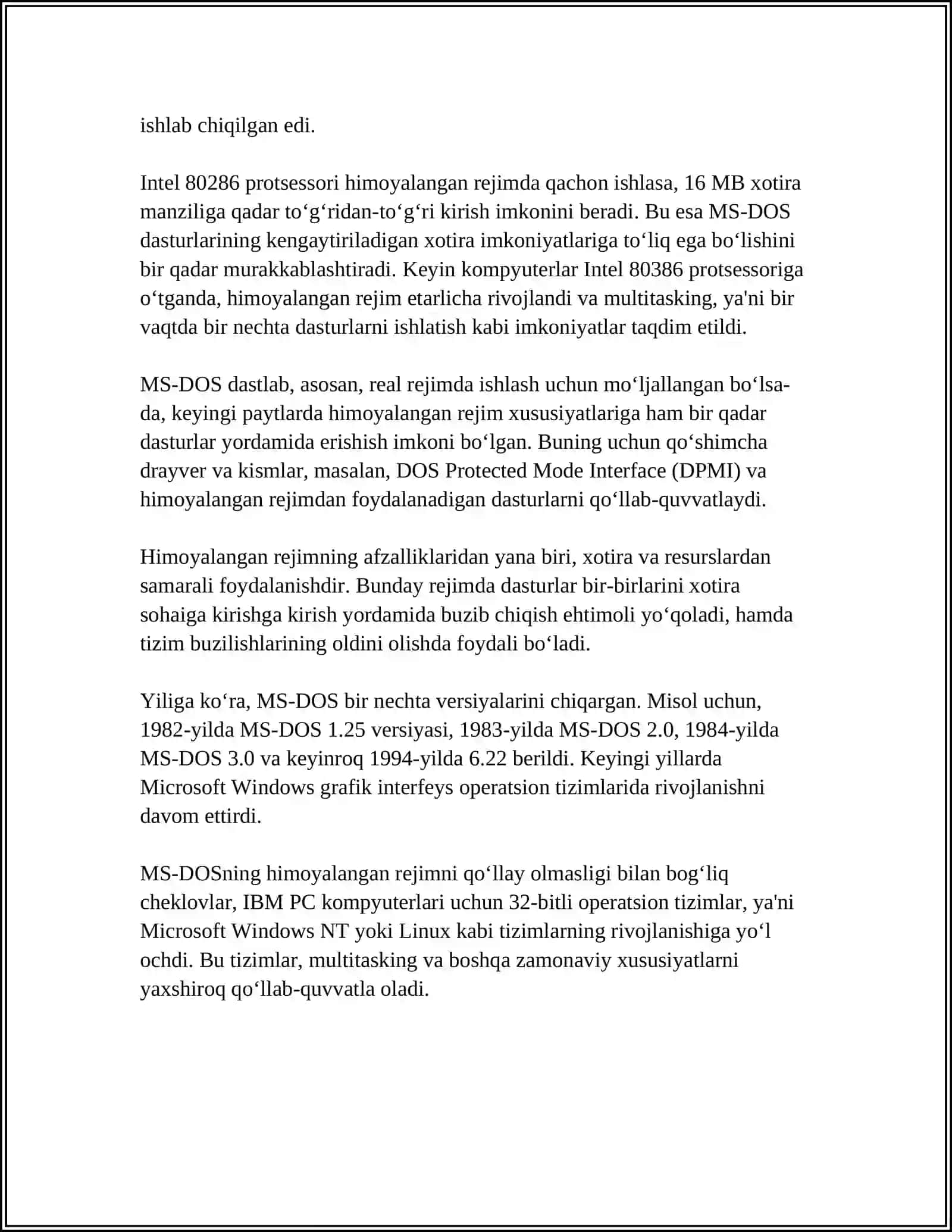 MSDOS OPERATSION TIZIMLARDA OPERATIV XOTIRANI TAQSIMLASH 4