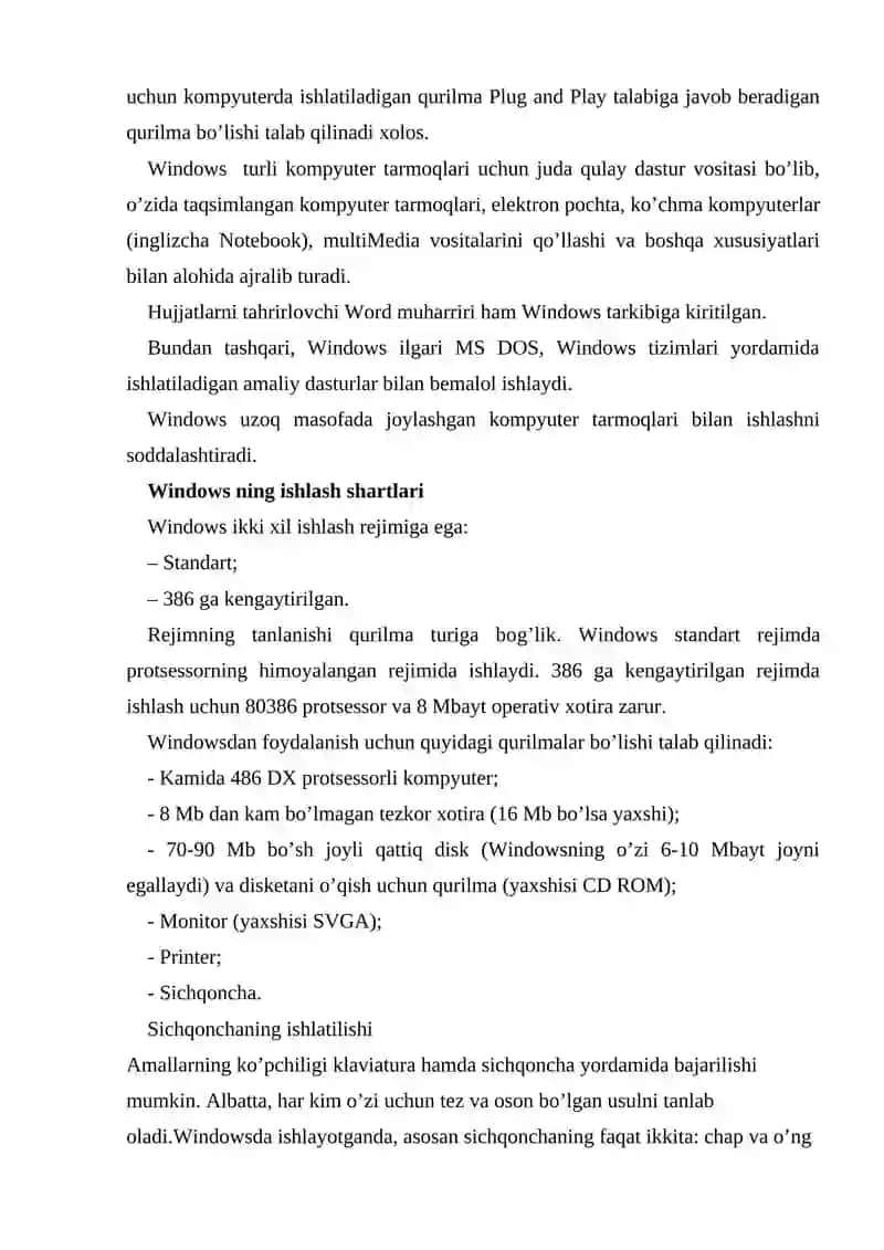 Windows operatsion tizimlari VA UNING IMKONIYATLARI 4