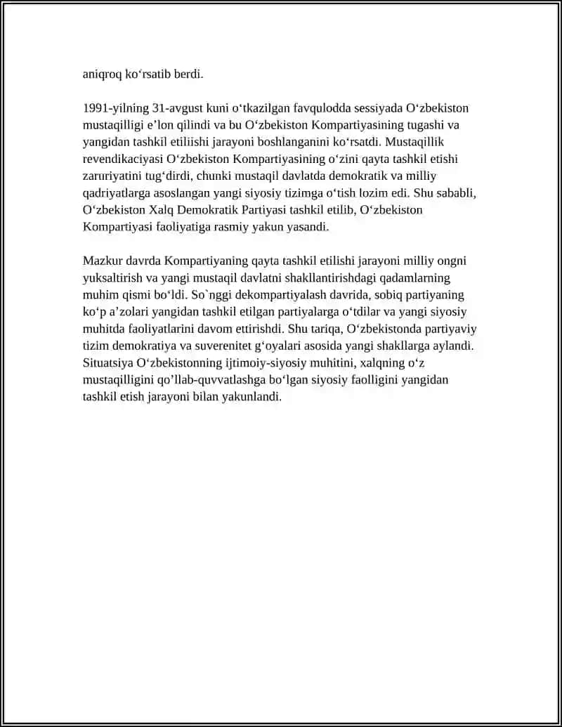 O'zbekiston Kompartiyasining inqirozi va qayta tashkil etilishi 4