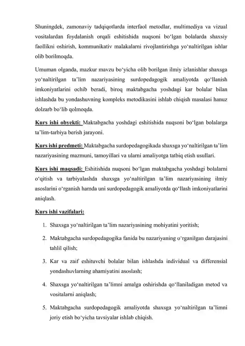 Maktabgacha surdopedagogikada shaxsga yo‘naltirilgan ta’lim nazariyasi 4