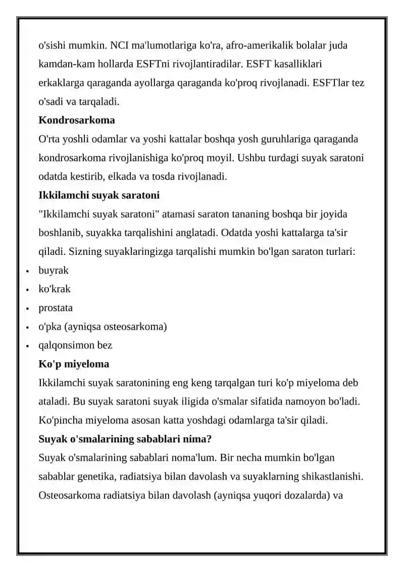 Suyaklarning havfli o'smlari 4