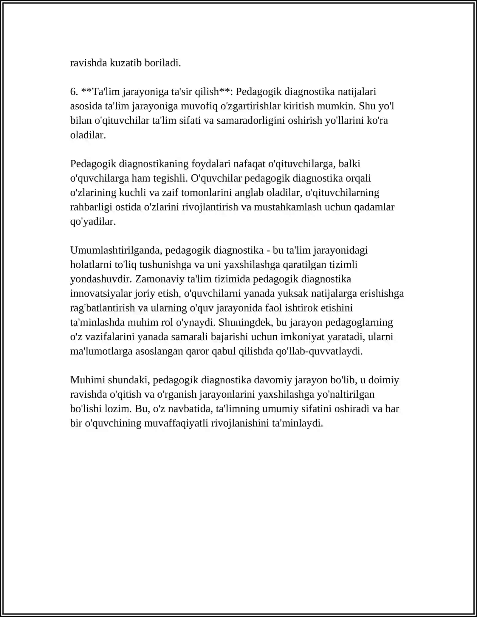 PEDAGOGIK DIAGNOSTIKANING SHAXS RIVOJLANISHIDAGI ORNI 4