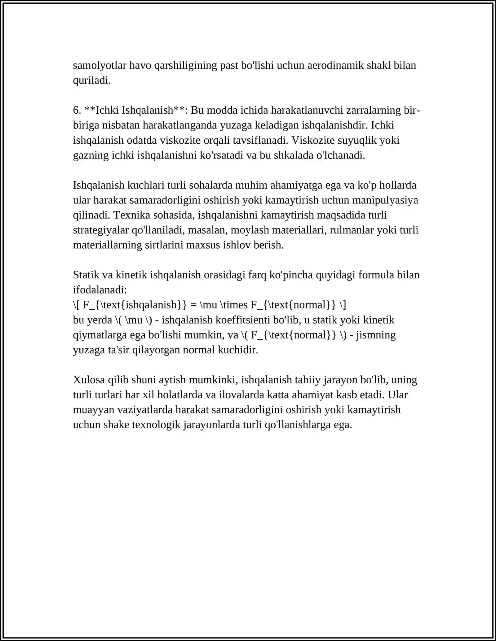 TRIBOTEXNIKA ASOSLARI. ISHQALANISH VA YEYILISH 4