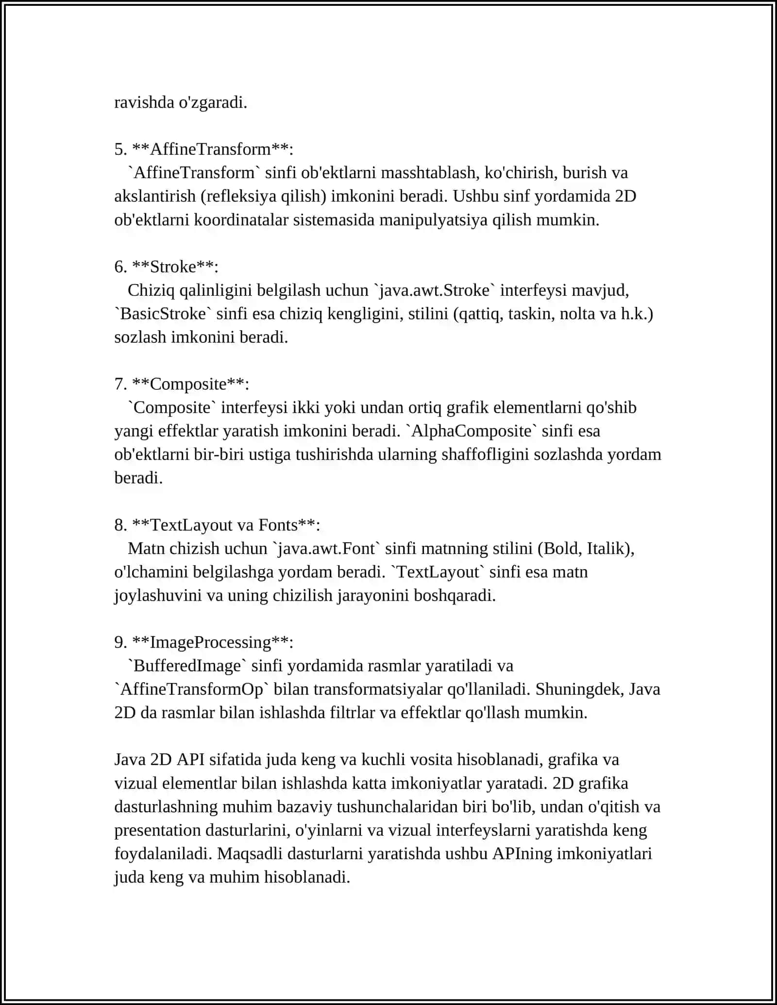 JAVADA GRAFIKA BILAN ISHLASH 4