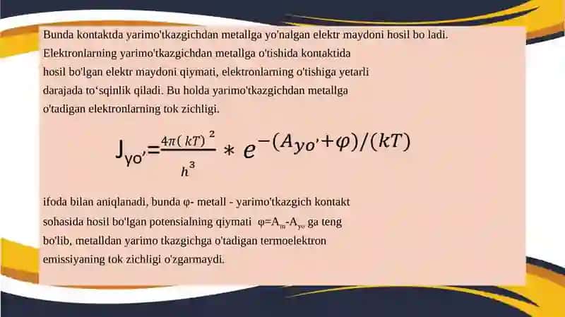 Metall-yarimo’tkazgich kontaktlar olish, ularning volt-amper xarakteristikasi. 4