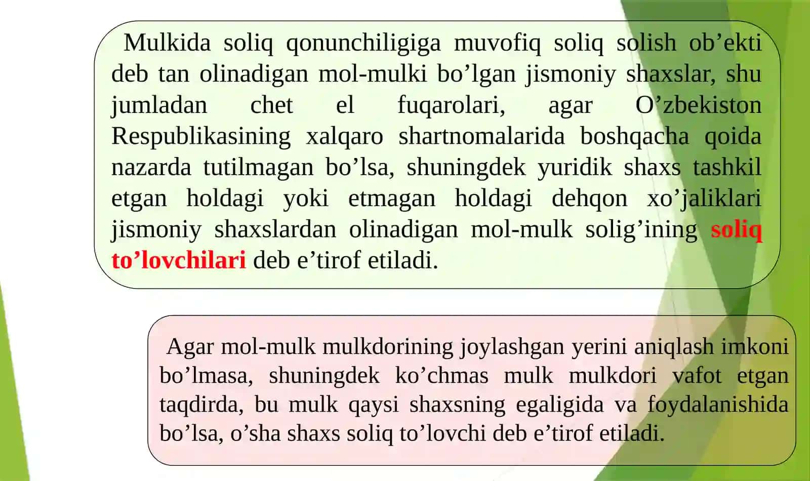 Jismoniy Shaxslardan Olinadigan Mol-MulK Solig'i 4