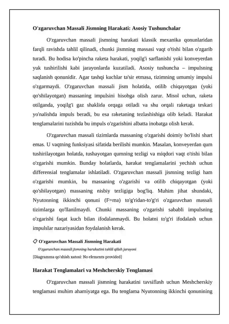 Oʻzgaruvchan massali jismning harakati 4