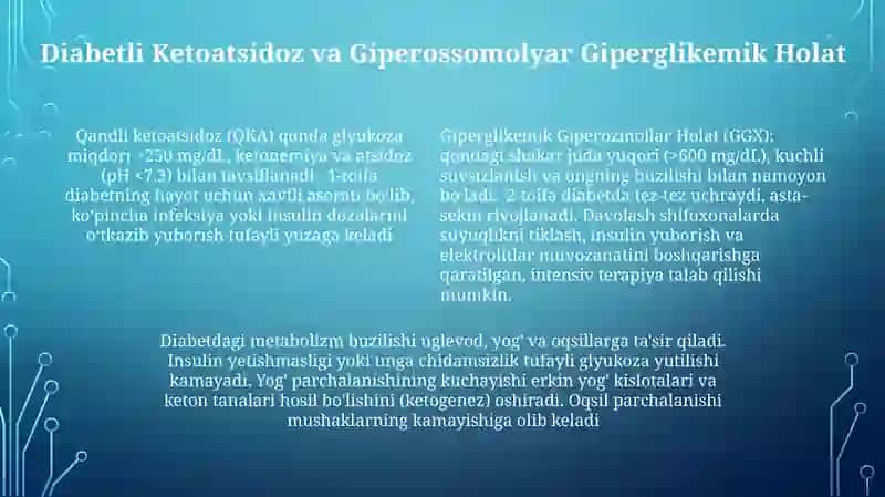 Qandli diabetda karbonsuvlar, yoglar va oqsilar almashinuvining buzilishi 4