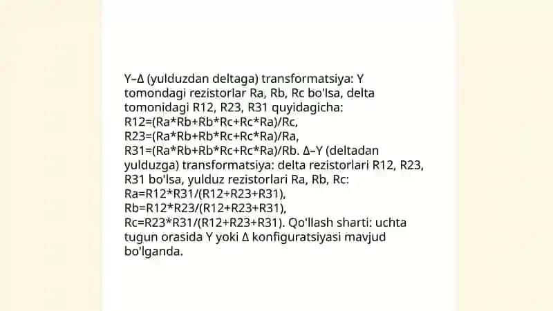 Ekvivalent qarshiliklarni aniqlash usullari 4