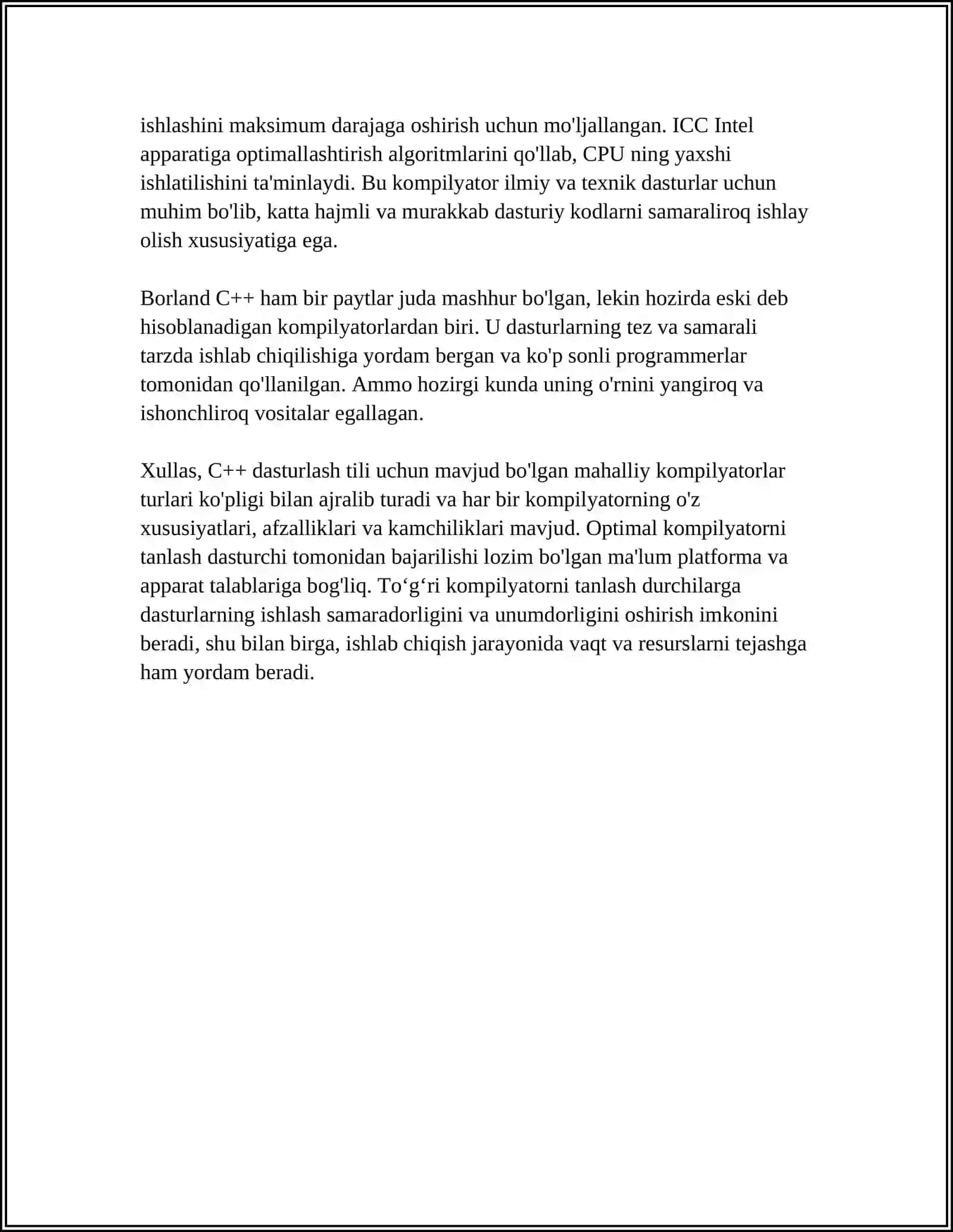 C++ DASTURLASH TILI KOMPLYATORI TURLARI 4