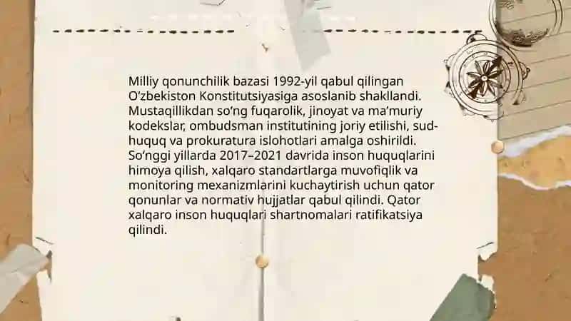 O'zbekistonda inson huquqlari va erkinliklari kafolatining yaratilishi 4