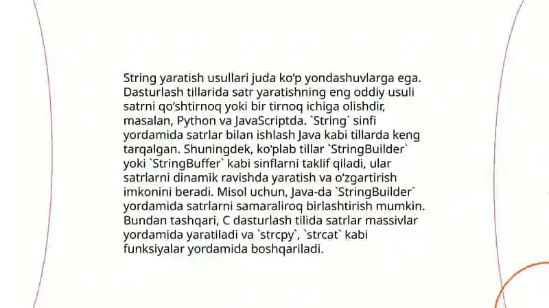 String ma'lumotlar tuzilmasi va uning metodlari bilan ishlash 4