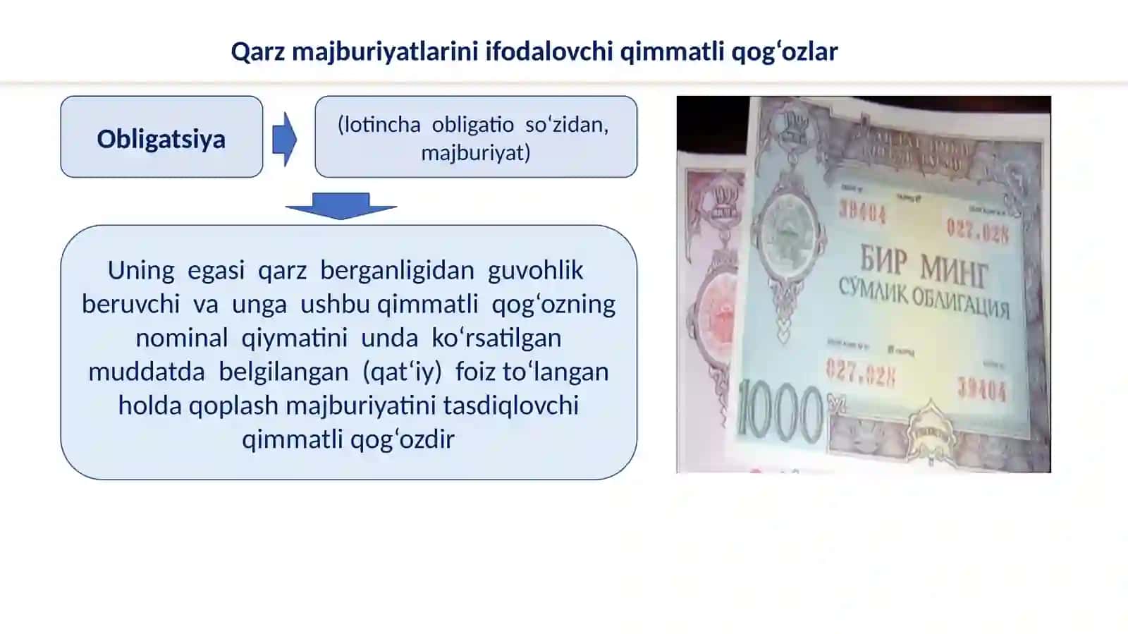 Qarz majburiyatlarini ifodalovchi qimmatli qog‘ozlar 4