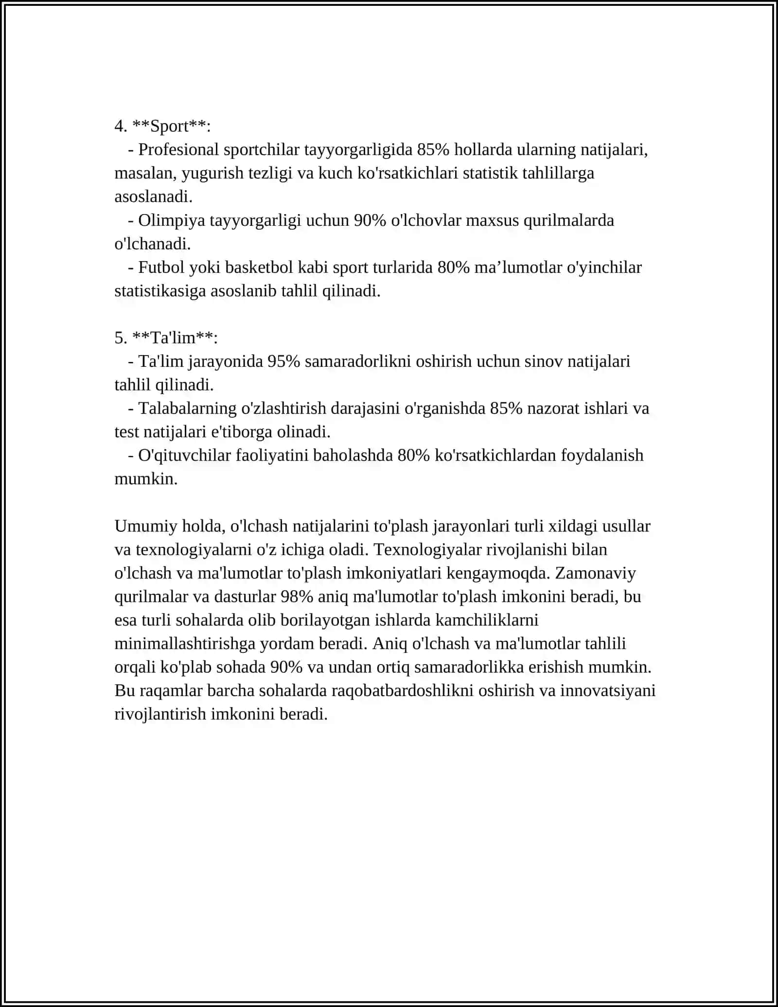 OʻLCHASH NATIJALARINI RAQAMLI KOʻRINISHIDA QAYTA ISHLASH 4