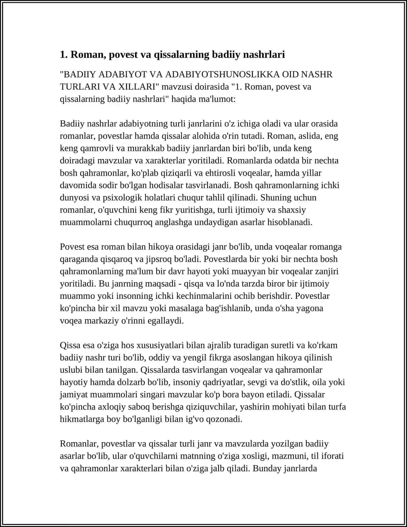 BADIIY ADABIYOT VA ADABIYOTSHUNOSLIKKA OID NASHR TURLARI VA XILLARI 4