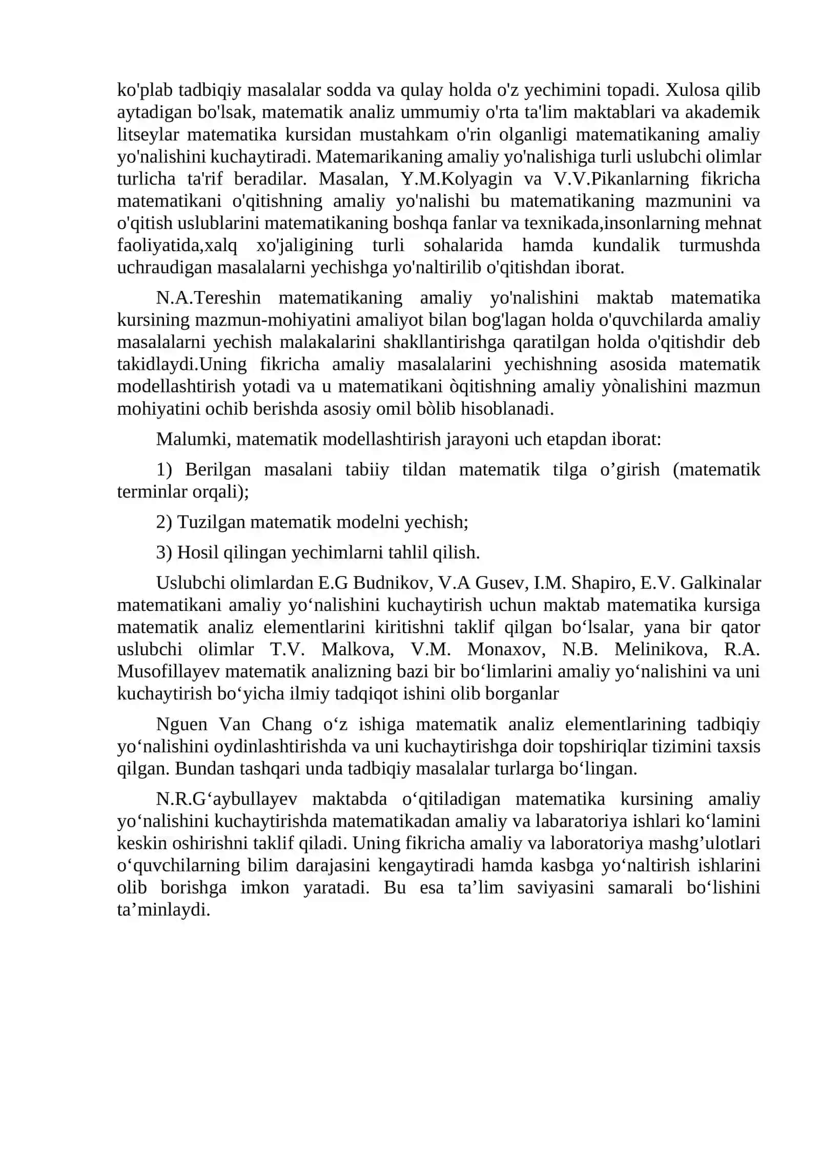 Matematik analiz elementlarining amaliy yo'nalishi 4