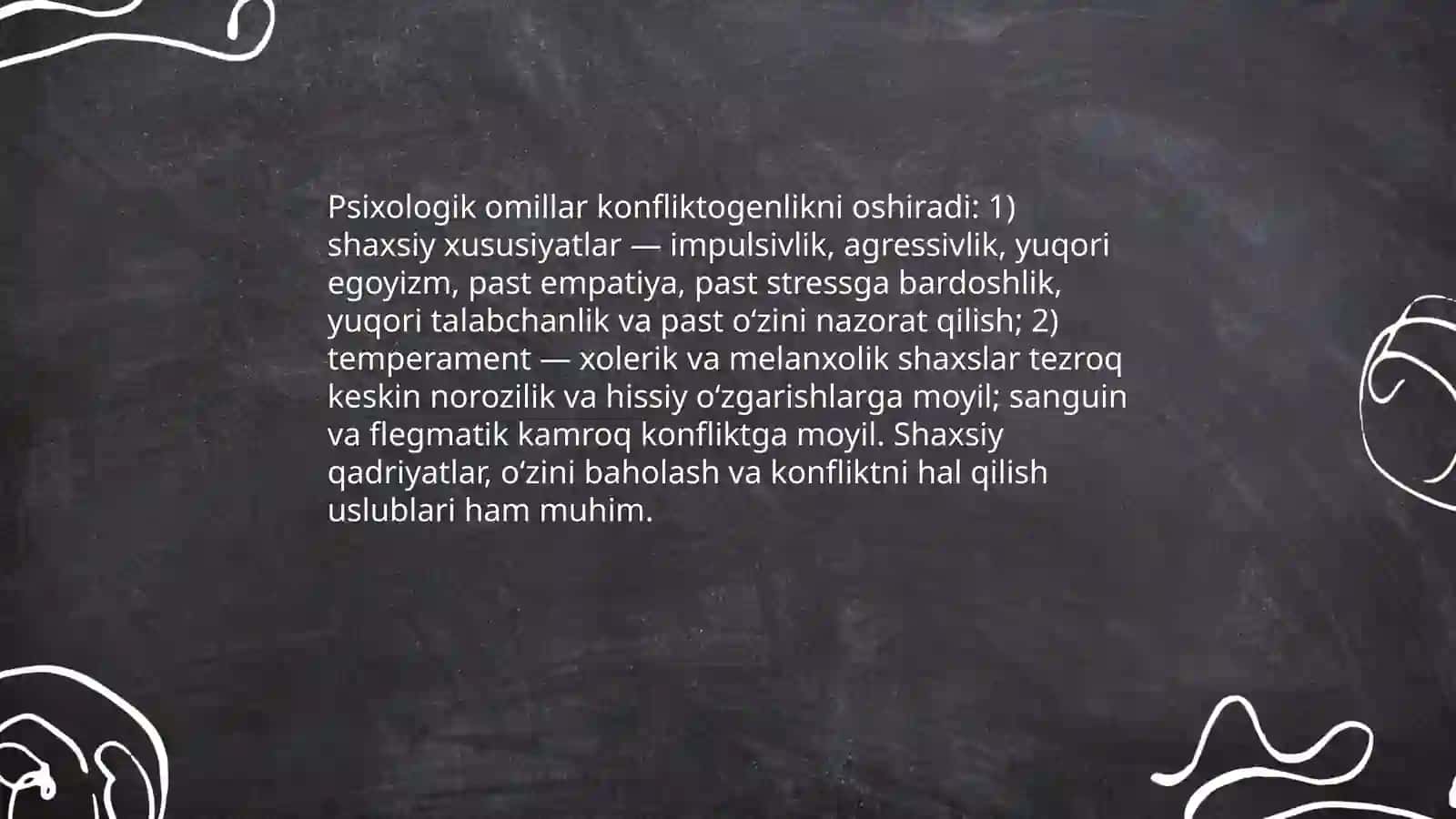 Konflikt inson hayotining ajralmas tarkibi sifatida: konflektogenlar 4