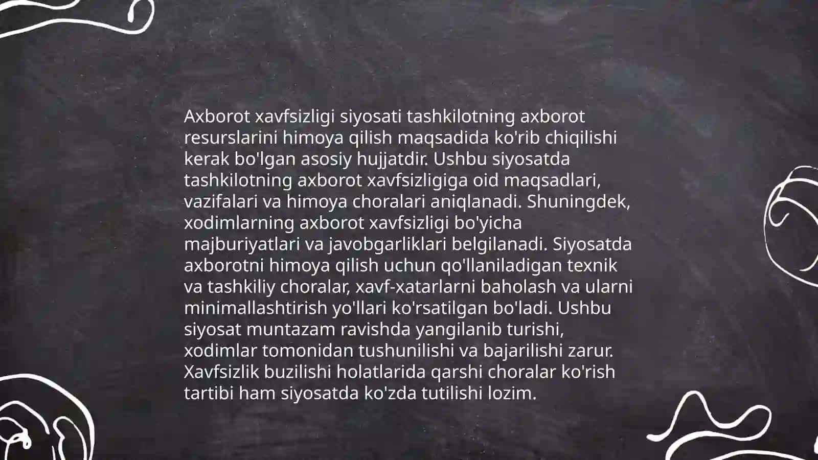 Axborot xavfsizligi tushunchasi. Axborot xavfsizligi taʼminlashning gʻoyaviy nazariy asoslari 4