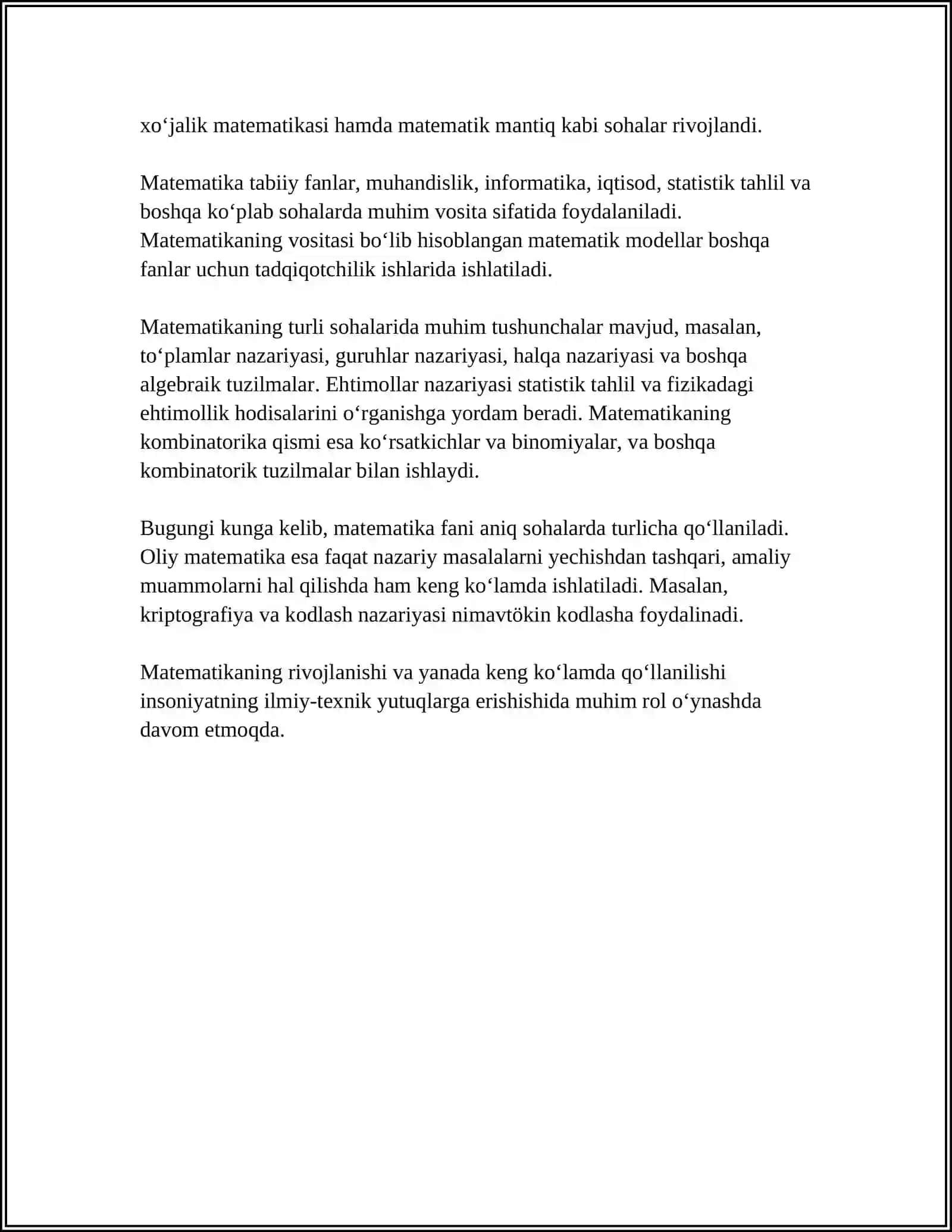 Matematika fanining rivojlanishi 4
