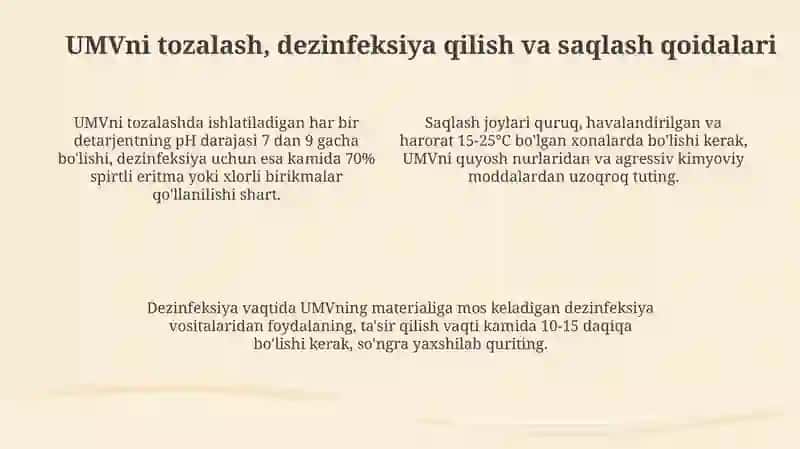 UMUMIY HIMOYA VOSITALARIGA QO'YILADIGAN SANITARIYA-GIGIYENA TALABLARI 4