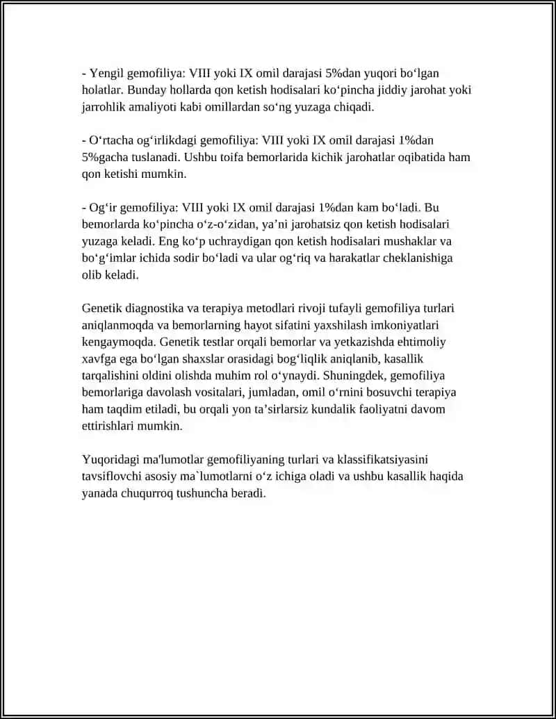 GEMOFILIYA MAVZUSIDA TEZIZ 4
