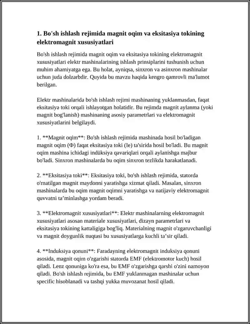 TRANSFORMATORNING YUKSIZ ISHLASH VA QISQA TUTASHUV REJIMLARIDA RO’Y BERADIGAN ELEKTR MAGNIT JARAYONLAR 4