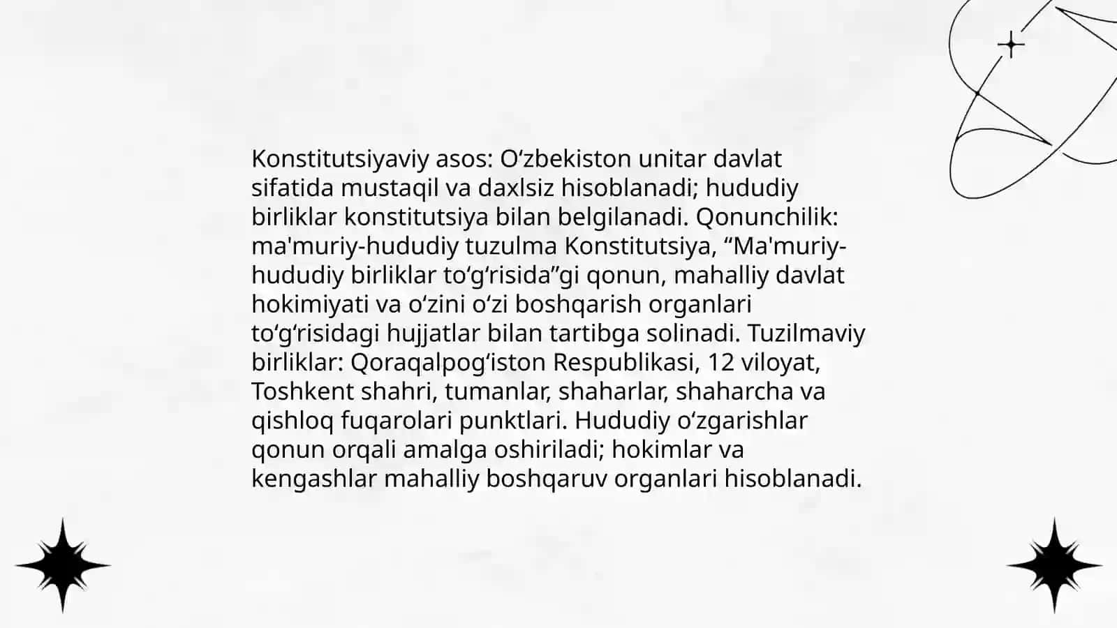 O'zbekiston Respublikasining ma'muriy hududiy tuzulishi 4