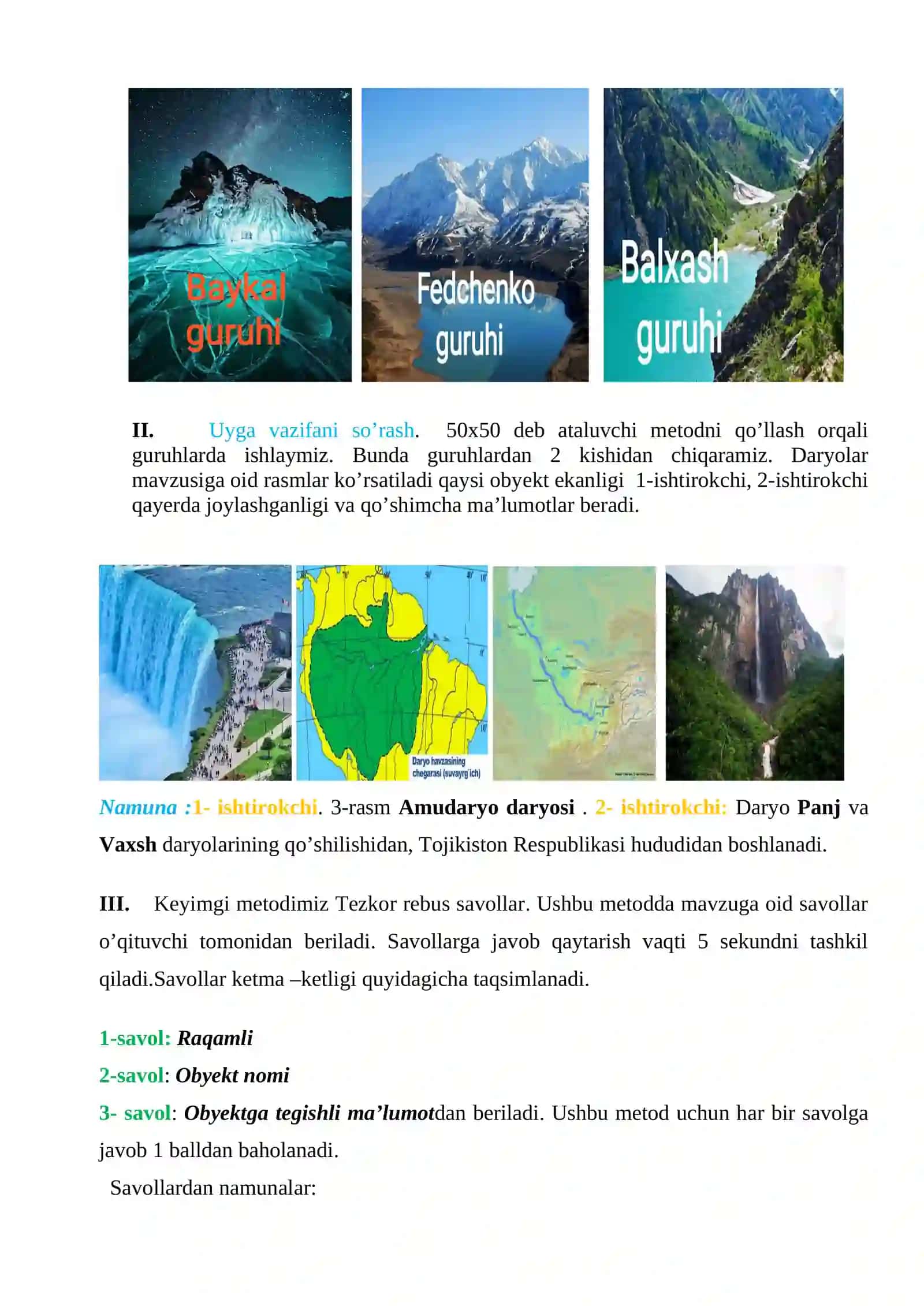 5-sinf Geografiya fanidan Ko'llar va muzliklar. Yer osti suvlari mavzusida bir soatlik dars ishlanma 4