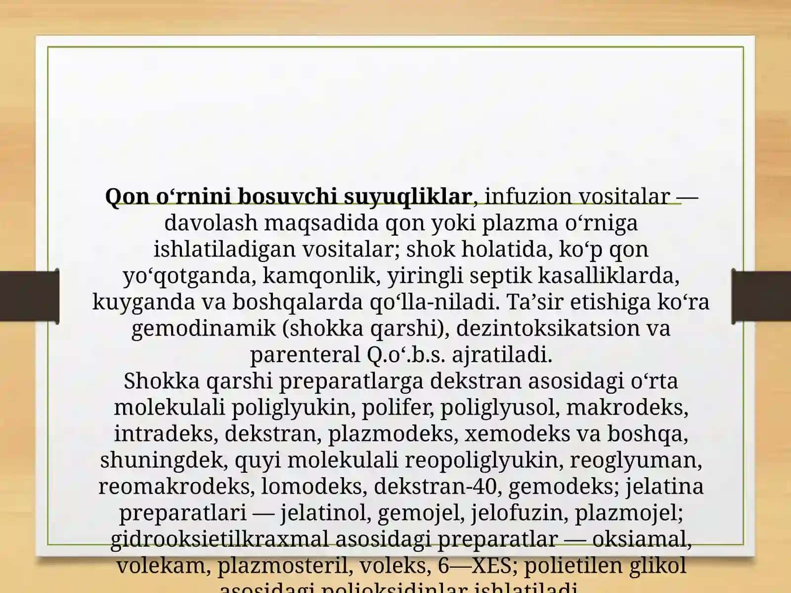 QON VA UNING O’RNINI BOSUVCHI OMILLAR TRANSFUZIALOGIYA 4