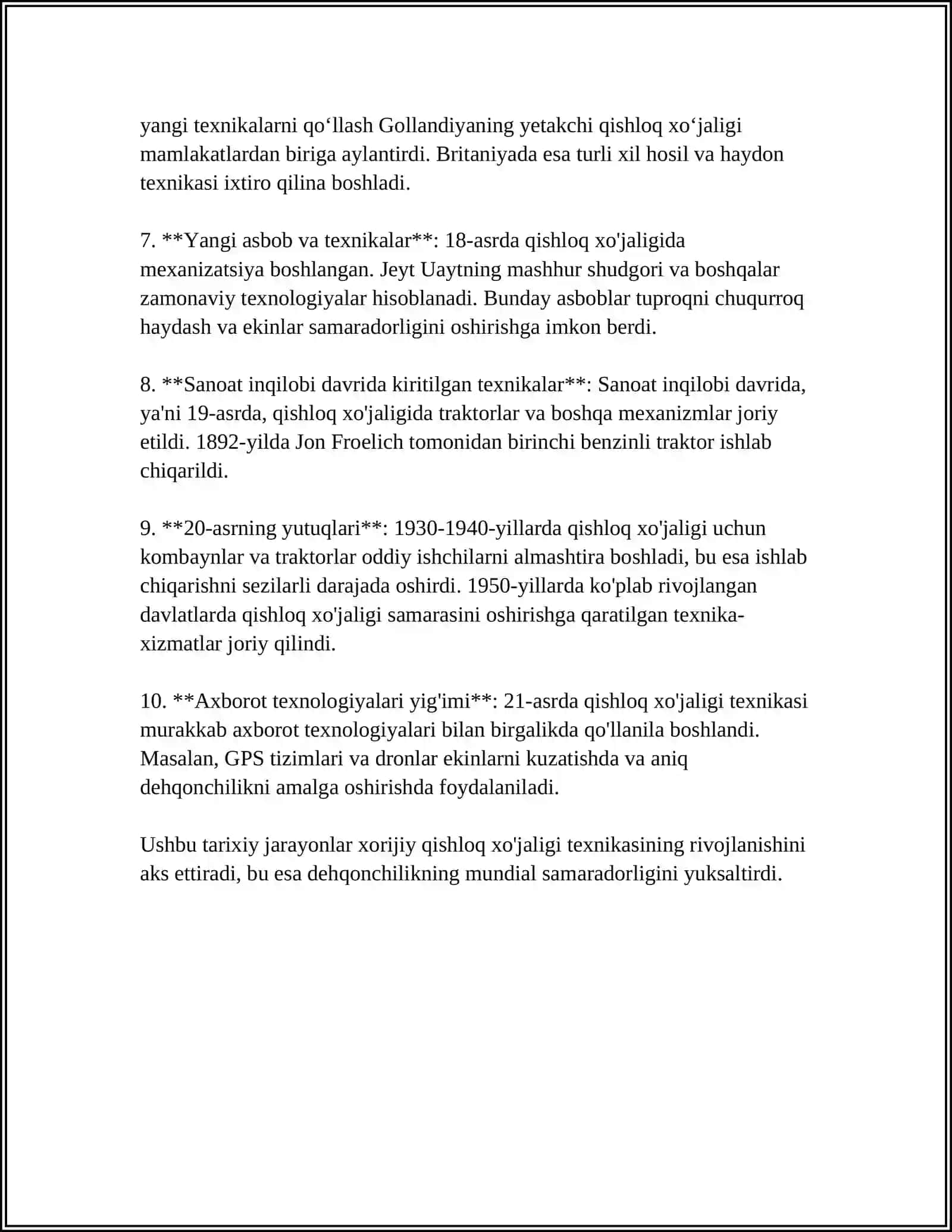 XORIJIY QISHLOQ XO'JALIGI TEXNIKASINING TARIXI 4