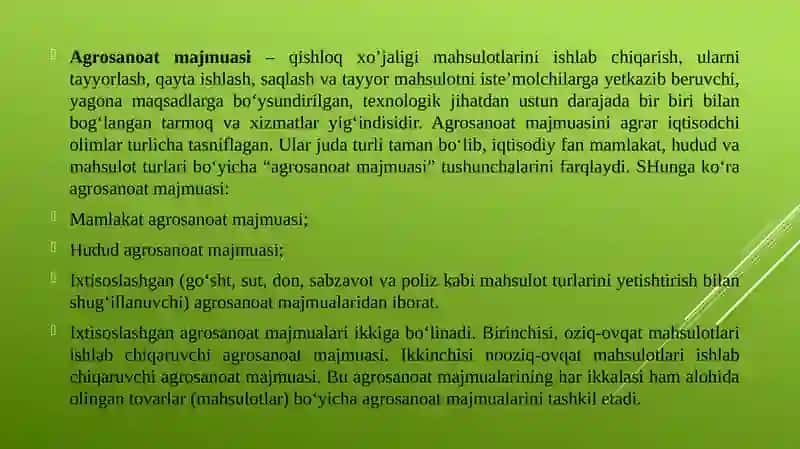 Qishloq xo’jaligi  va  agrosanoat majmui 4