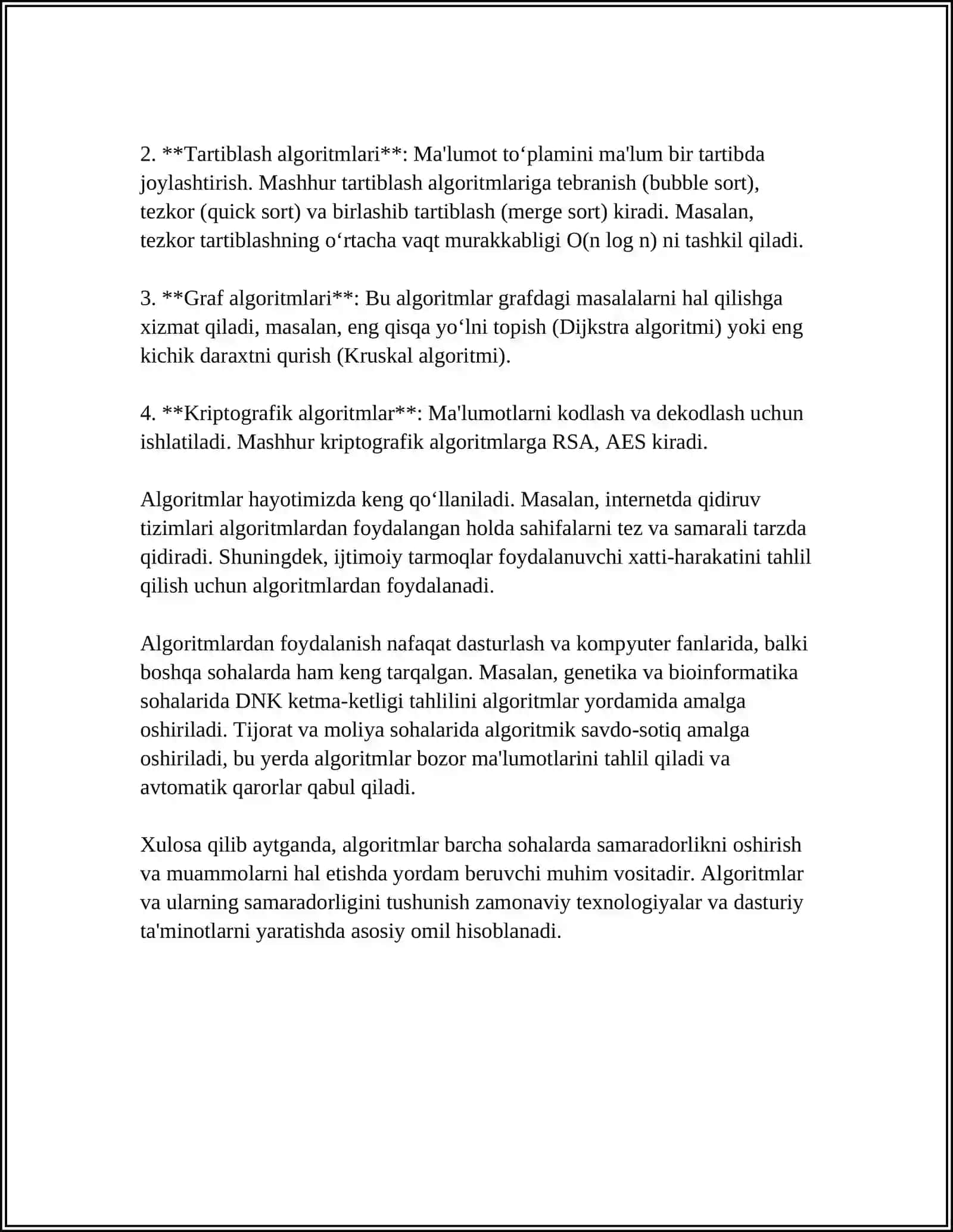 MUSTAQIL ISH Mavzu: ALGARITIM HAQIDA 4