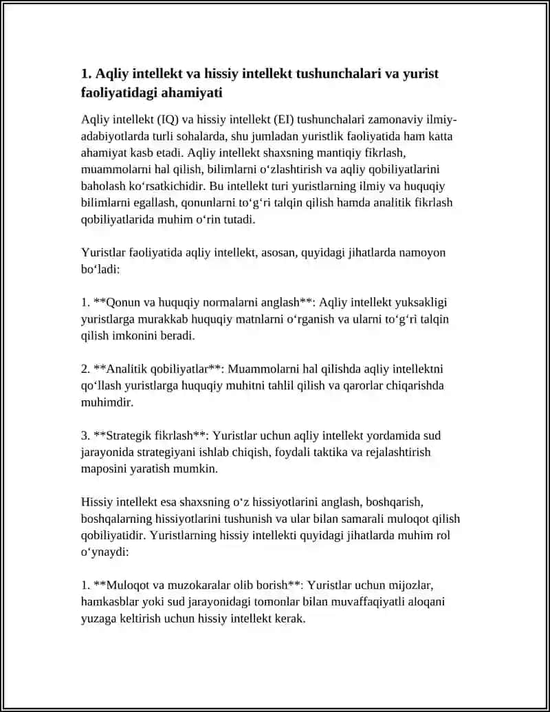 YURIST FAOLIYATIDA AQLIY VA HISSIY INTELLEKTNING O'RNI 4