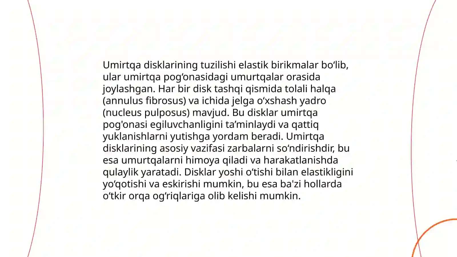 Umirtqa pog'onasi, bôlimlari va kasalliklari(taqdimot) 4
