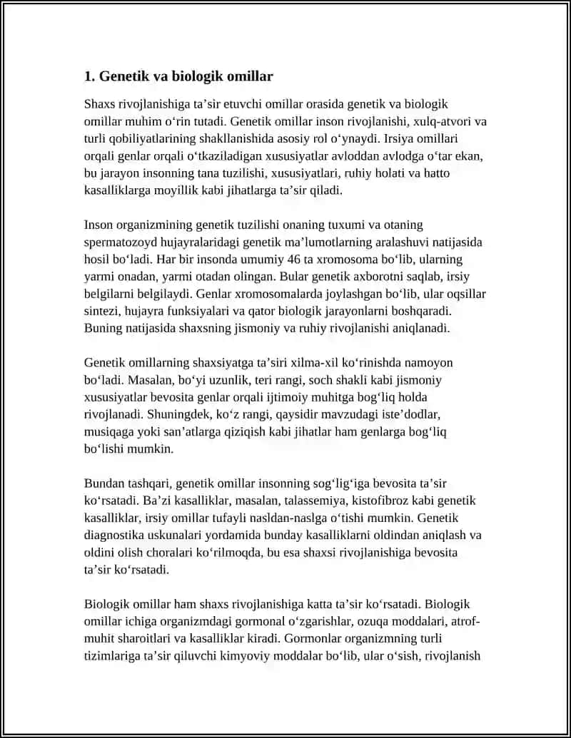 SHAXS RIVOJLANISHIGA TAʼSIR ETUVCHI OMILLAR 4