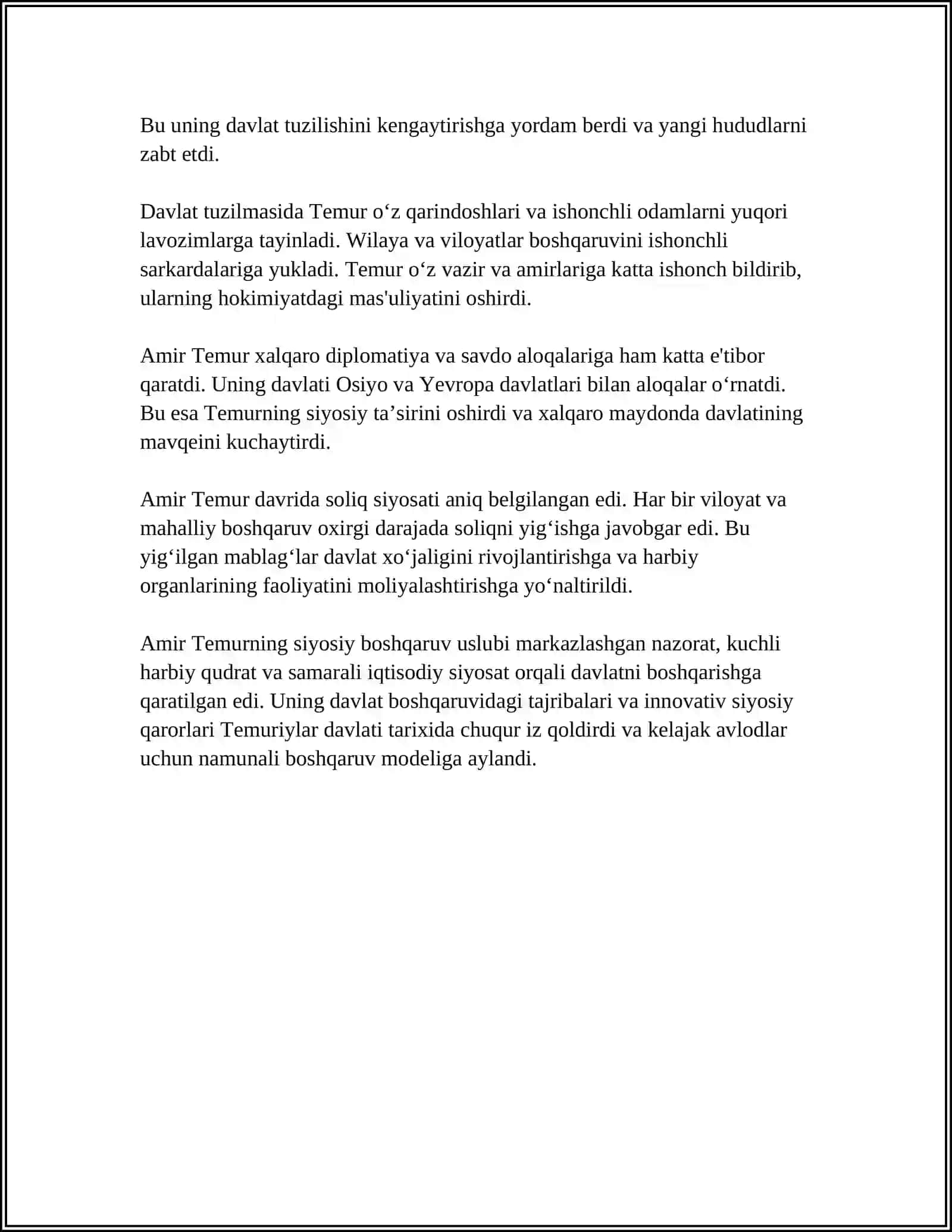 AMUR TEMUR DAVRIDA BOSHQARUV MAVZUSIDA REFERAT 4