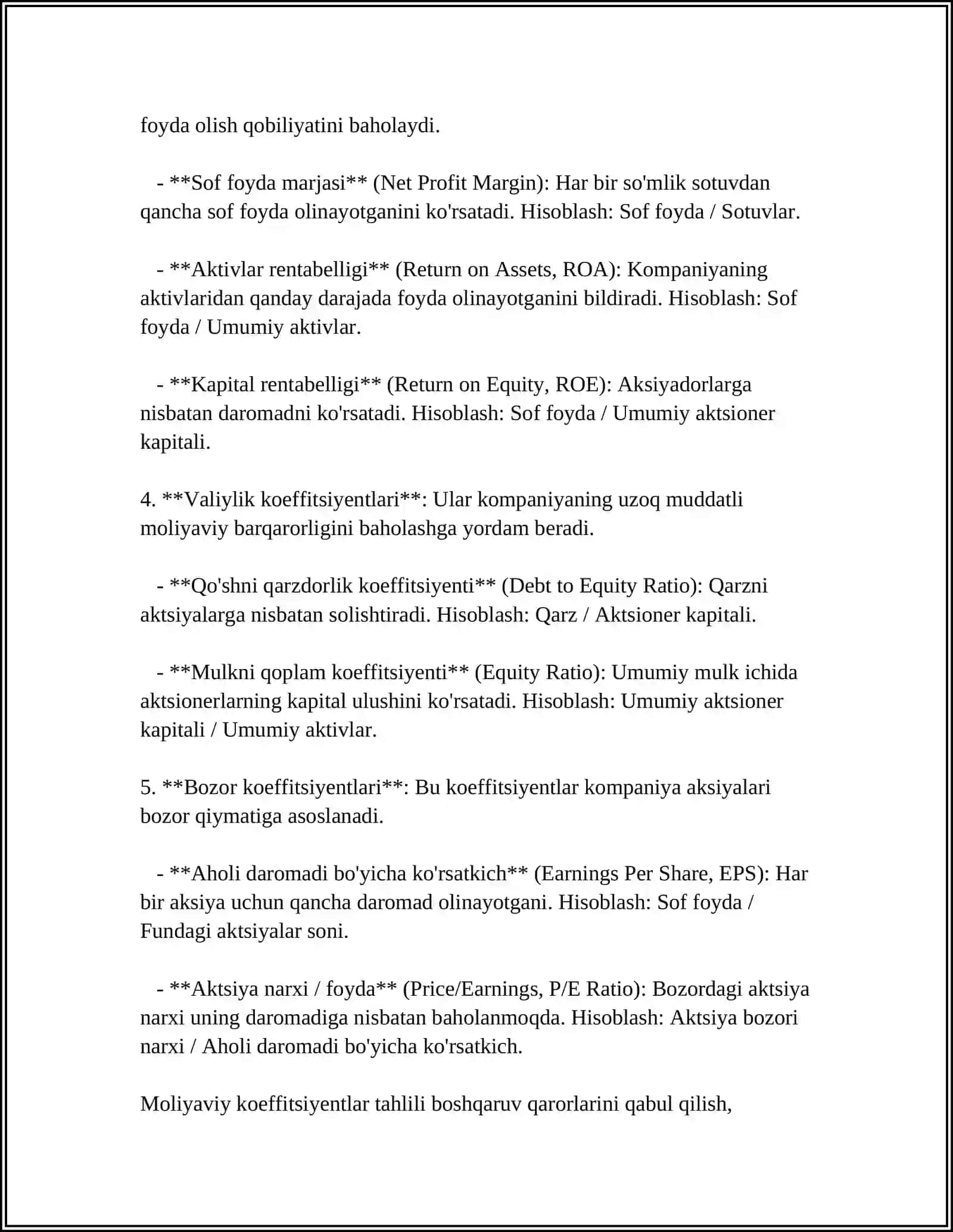 Moliyaviy koeffitsiyentlar tahlili 4
