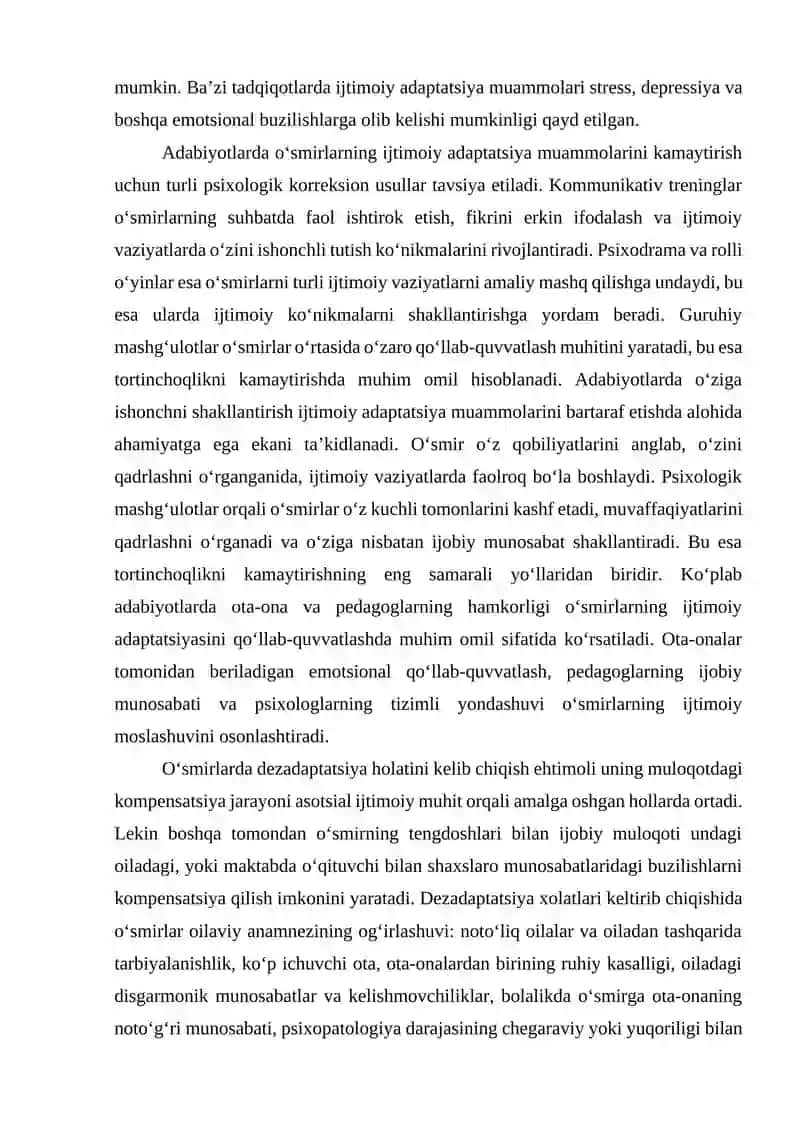 Oʻsmir Psixologiyasida Ijtimoiy Adaptatsiya Muammolari 4