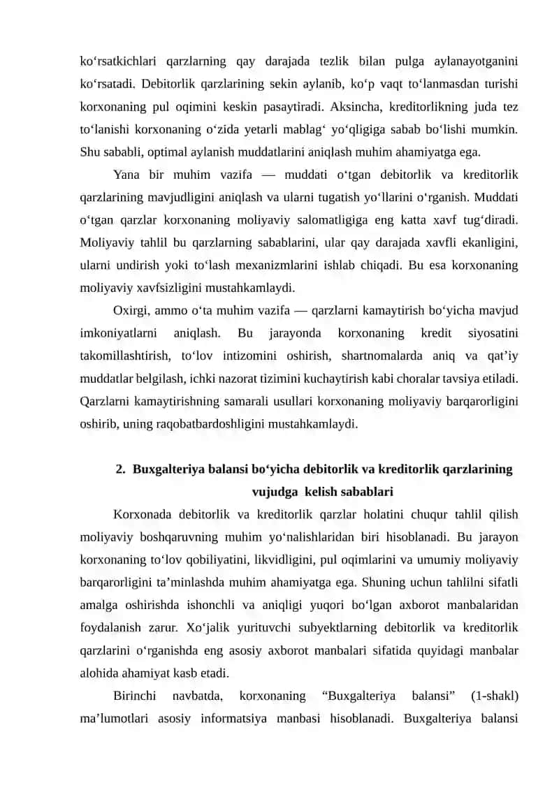 Debitorlik va kreditorlik qarzlarga taʼsir etuvchi omillar tahlili 4