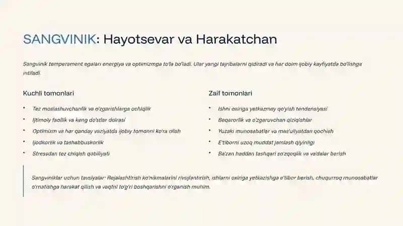 TEMPERAMENTLAR: SHAXSNING TUG'MA XUSUSIYATLARI 4
