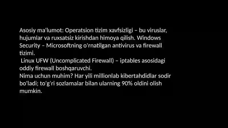 Operatsion Tizim Xavfsizlik Sozlamalarini Tekshirish: Windows va Linux 4