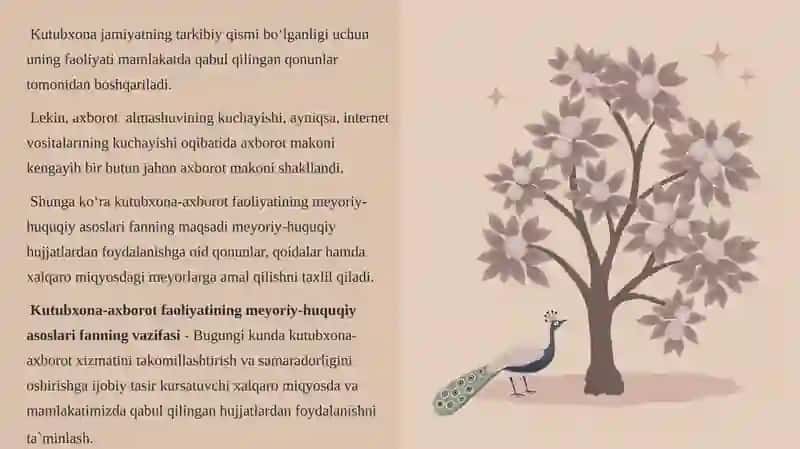 KuTUBXONA-AXBOROT FAOLIYATINING MEYORIY-HUQUQIY ASOSLARI FANIGA KIRISH 4