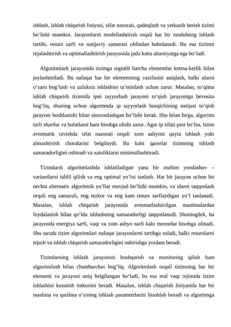Tizimlarning ishlash jarayonini shakillantirish va algoritmlash 4
