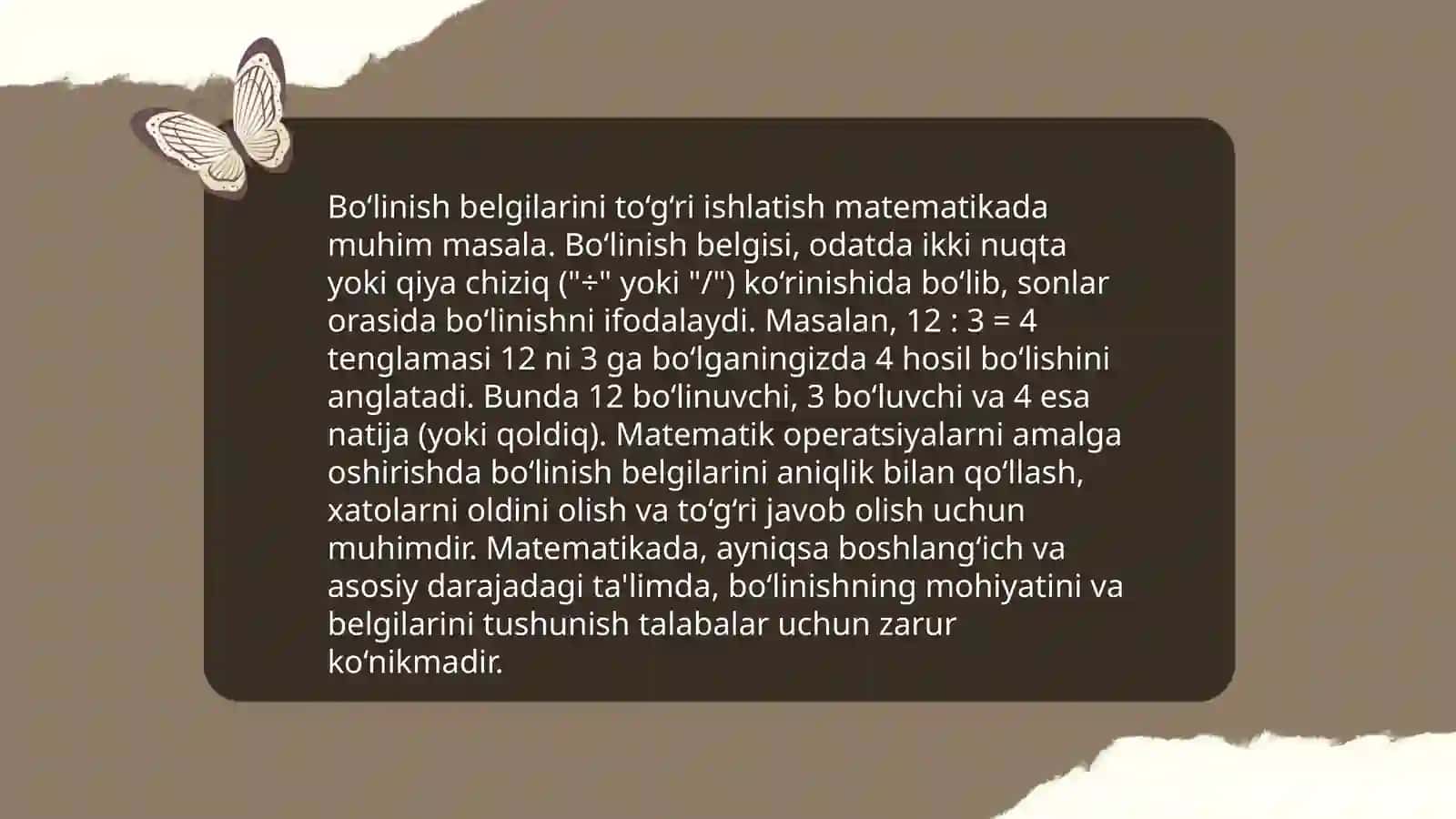 Boʻlinish belgisi 4