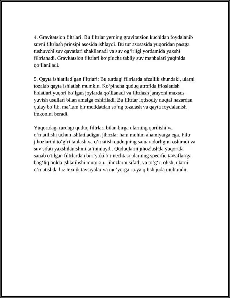 QUDUQLARNI FILTRL VA STVOL QISMLARINI JIHOZLARI 4